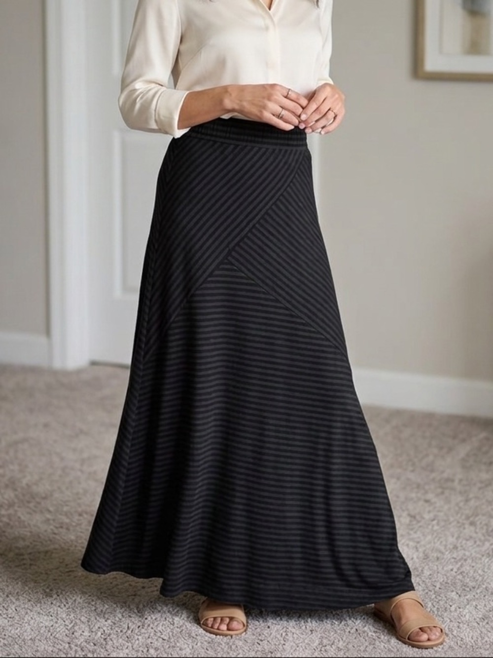 Joe B by Joe Benbasset maxi stretchy striped skirt size S elastic waistband